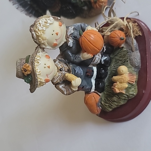 Country Farm Couple Bareroot  Thanksgiving Turkey Decor - Picture 2 of 11